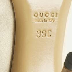 Pre Owned Gucci Beige Satin Horsebit Peep Toe Pumps Size 39