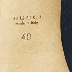 Pre Owned Gucci Navy Blue Satin Peep Toe Slingback Pumps Size 40