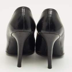 Pre Owned Gucci Black Leather Hysteria Round Toe Pumps Size 38