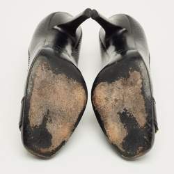 Pre Owned Gucci Black Leather Hysteria Round Toe Pumps Size 38