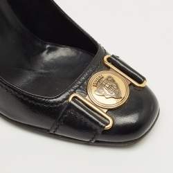 Pre Owned Gucci Black Leather Hysteria Round Toe Pumps Size 38