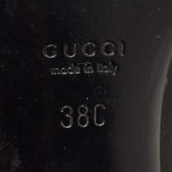 Pre Owned Gucci Black Leather Hysteria Round Toe Pumps Size 38