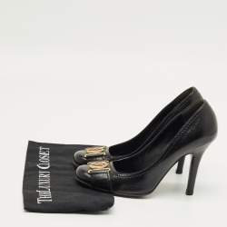 Pre Owned Gucci Black Leather Hysteria Round Toe Pumps Size 38