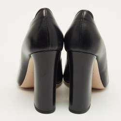 Pre Owned Gucci Black Leather Faux Pearl Embellished Willow Pumps Size 37.5