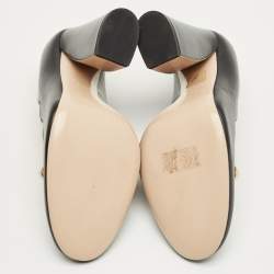 Pre Owned Gucci Black Leather Faux Pearl Embellished Willow Pumps Size 37.5