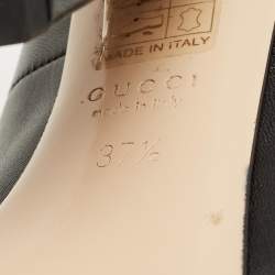 Pre Owned Gucci Black Leather Faux Pearl Embellished Willow Pumps Size 37.5