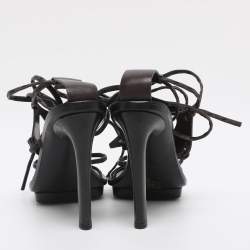 Pre Owned Gucci Brown Leather Gladiator Heart Sandals Size 38.5