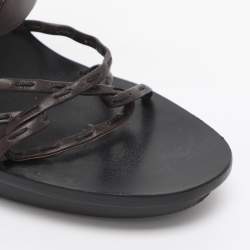 Pre Owned Gucci Brown Leather Gladiator Heart Sandals Size 38.5