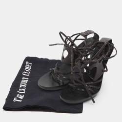 Pre Owned Gucci Brown Leather Gladiator Heart Sandals Size 38.5