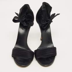 Pre Owned Gucci Black Satin Ankle Strap Sandals Size 39