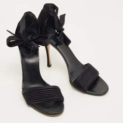 Pre Owned Gucci Black Satin Ankle Strap Sandals Size 39