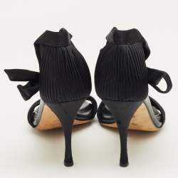 Pre Owned Gucci Black Satin Ankle Strap Sandals Size 39