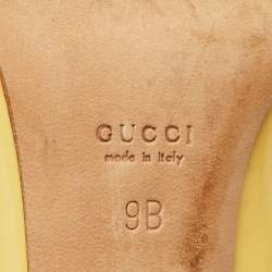 Pre Owned Gucci Yellow Leather Jolene Peep Toe Pumps Size 39.5