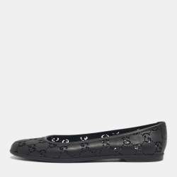 Pre Owned Gucci Black Rubber GG Ballet Flats Size 37