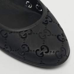 Pre Owned Gucci Black Rubber GG Ballet Flats Size 37