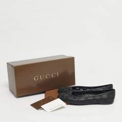 Pre Owned Gucci Black Rubber GG Ballet Flats Size 37