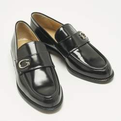 Pre Owned Gucci Black Leather Slip On Loafers Size 37