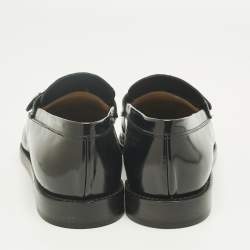 Pre Owned Gucci Black Leather Slip On Loafers Size 37