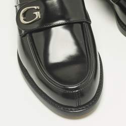 Pre Owned Gucci Black Leather Slip On Loafers Size 37