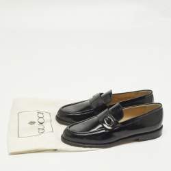Pre Owned Gucci Black Leather Slip On Loafers Size 37