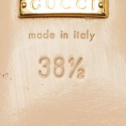 Pre Owned Gucci Light Pink Suede GG Marmont Fringe Block Heel Pumps Size 38.5