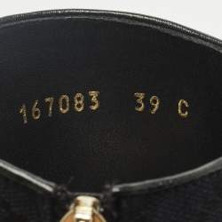 Pre Owned Gucci Navy Blue/Black GG Canvas Pointed Toe Ankle Length Boots Size 39