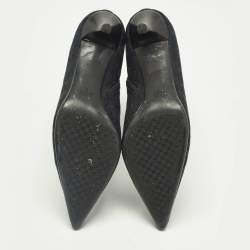 Pre Owned Gucci Navy Blue/Black GG Canvas Pointed Toe Ankle Length Boots Size 39