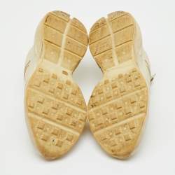 Pre Owned Gucci Cream Leather Rhyton Distressed Ivory Lace Up Sneakers Size 40