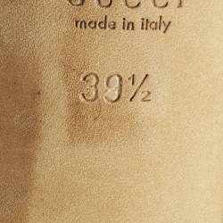 Pre Owned Gucci Brown GG Leather Interlocking Logo Round Toe Pumps Size 39.5