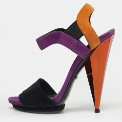 Pre Owned Gucci Black Suede Liberty Ankle Strap Sandals Size 36