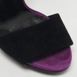 Pre Owned Gucci Black Suede Liberty Ankle Strap Sandals Size 36