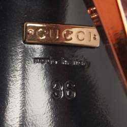 Pre Owned Gucci Black Suede Liberty Ankle Strap Sandals Size 36