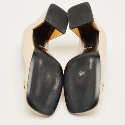 Pre Owned Gucci Beige Leather Horsebit  Block Heel Pumps Size 39