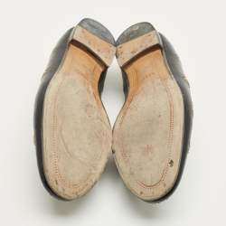 Pre Owned Gucci Black Leather Embroidered Bee Star Horsebit Slip On Loafers Size 40