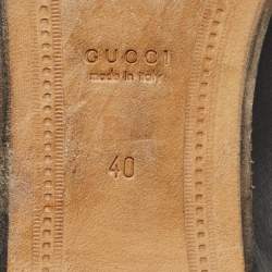 Pre Owned Gucci Black Leather Embroidered Bee Star Horsebit Slip On Loafers Size 40