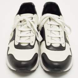 Pre Owned Gucci White/Black Leather Interlocking G Sneakers Size 40.5