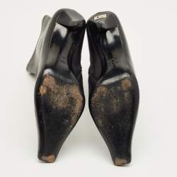 Pre Owned Gucci Black Leather Pointed Toe  Ankle Length Boots Size 38.5