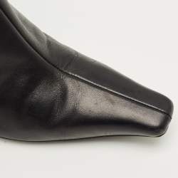Pre Owned Gucci Black Leather Pointed Toe  Ankle Length Boots Size 38.5
