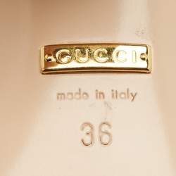 Pre Owned Gucci Off White Leather Horsebit Ankle Strap Sandals Size 36