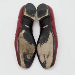 Pre Owned Gucci Burgundy Patent Leather Horsebit Loafers Size 40