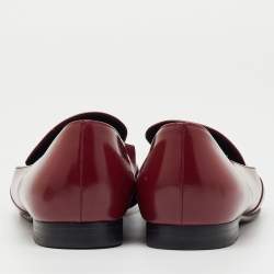 Pre Owned Gucci Burgundy Patent Leather Horsebit Loafers Size 40