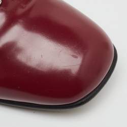 Pre Owned Gucci Burgundy Patent Leather Horsebit Loafers Size 40