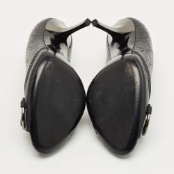 Pre Owned Gucci Black Guccissima Leather Horsebit Peep Toe Pumps Size 39