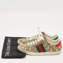 Pre Owned Gucci Beige/Brown GG Supreme Canvas Ace Sneakers Size 35.5