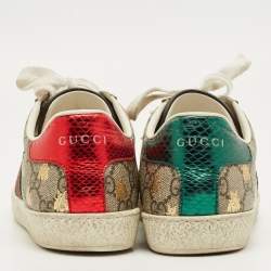 Pre Owned Gucci Beige/Brown GG Supreme Canvas Ace Sneakers Size 35.5