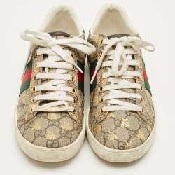 Pre Owned Gucci Beige/Brown GG Supreme Canvas Ace Sneakers Size 35.5