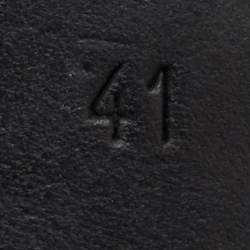 Pre Owned Gucci Black Leather Cara Logo Embellished Slip On Loafers Size 41