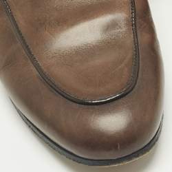 Pre Owned Gucci Brown Leather and Fur Princetown Horsebit Flat Mules Size 36