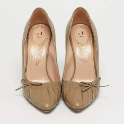 Pre Owned Gucci Green Leather Pointed Toe Pumps Size 39