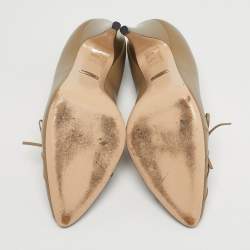 Pre Owned Gucci Green Leather Pointed Toe Pumps Size 39